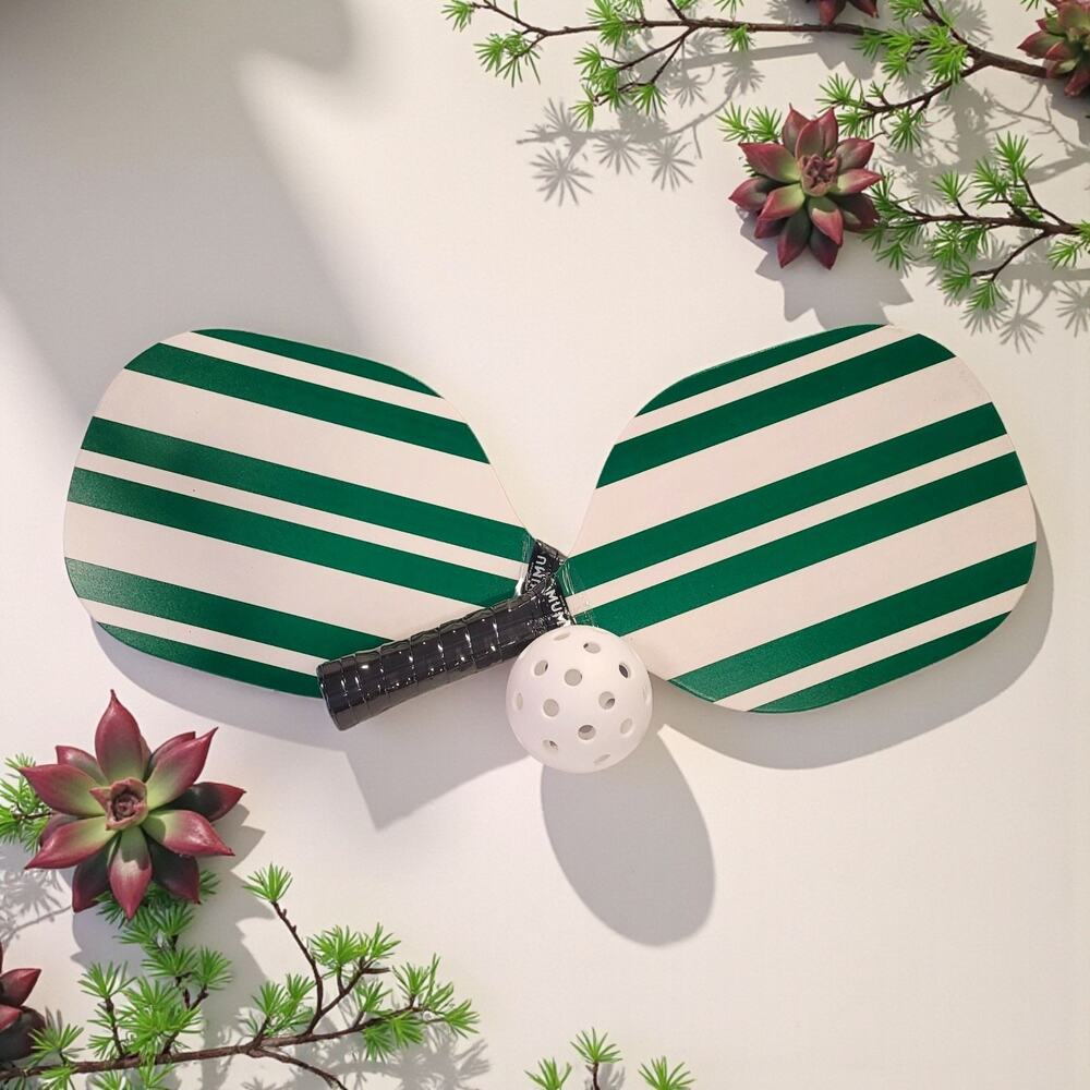 Show Me Your Mumu Pickleball Set 3-pc Paddle Green and White Stripe Paddles NEW